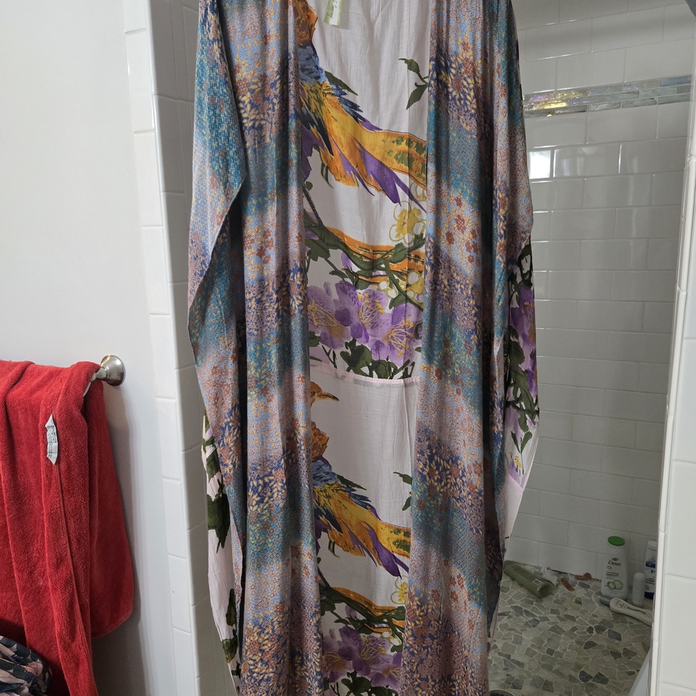 Floral Kimono with Bird Design